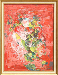 Abstract Flowers on Red Oil | Unknown Artist,{{product.type}}