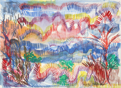 Abstract Landscape Scene Watercolor | Harold Wallerstein,{{product.type}}