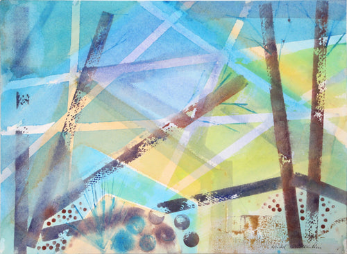 Abstract Landscape with Trees Watercolor | Harold Wallerstein,{{product.type}}