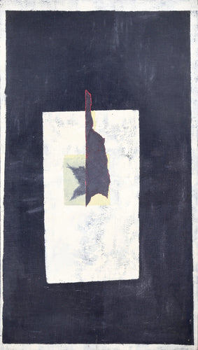 Abstract Minimalist Shapes on Dark Blue Oil | Unknown Artist,{{product.type}}