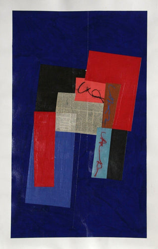 Abstract Red on Blue I Oil | Sol,{{product.type}}