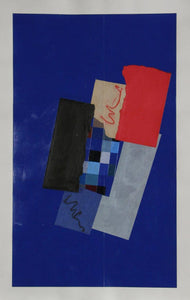 Abstract Red on Blue II Oil | Sol,{{product.type}}