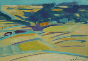 Abstract Teal Landscape Oil | Roger Derieux,{{product.type}}