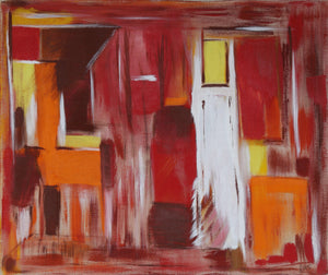 Abstract with Red and Yellow Rectangles Acrylic | Unknown Artist,{{product.type}}