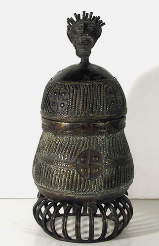 African Brass Jar with Head - II Artifact | African or Oceanic Objects,{{product.type}}