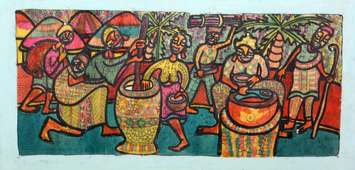 African Extended Family Compound Mixed Media | Dayo Niran,{{product.type}}