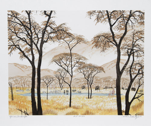 African Landscape Lithograph | Caroline Schultz,{{product.type}}