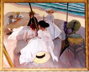 Afternoon on the Beach (Beach at Zarauz) Oil | William Skilling,{{product.type}}