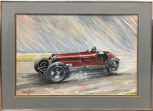 Alfa in the Rain (Alfa Romeo Racing) Watercolor | John W. Burgess,{{product.type}}