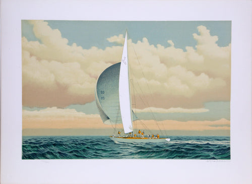 America's Cup Sailboat Lithograph | David Lockhart,{{product.type}}