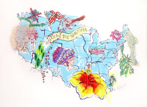 America the Beautiful Mixed Media | Marjorie Strider,{{product.type}}