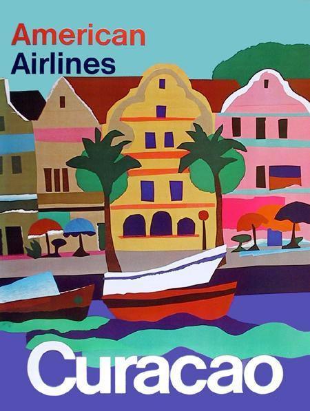 American Airlines - Curacao (Village) Poster | Travel Poster,{{product.type}}