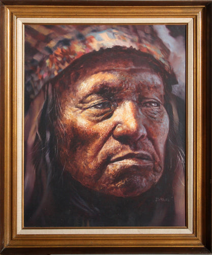 American Indian Chief Portrait Oil | Jorge Braun Andres Tarallo,{{product.type}}