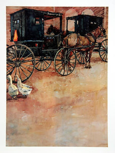 Amish Buggy and Geese Poster | M. Mohr,{{product.type}}