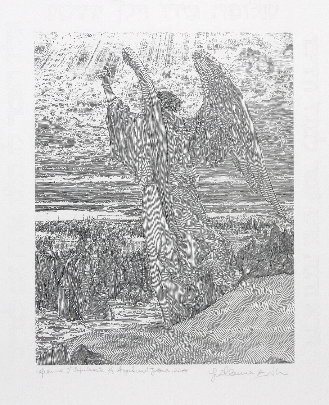 Angel and Joshua Etching | Guillaume Azoulay,{{product.type}}