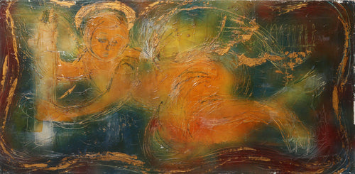 Angel with Scroll and Candelabra Oil | Unknown Artist,{{product.type}}