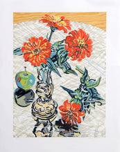 Apples and Zinnias Woodcut | Janet Fish,{{product.type}}