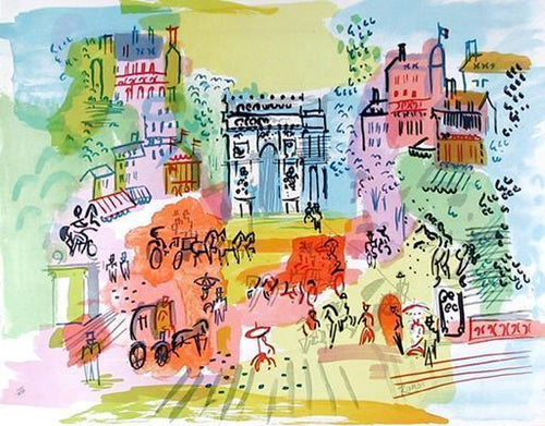 Arc de Triomphe with Horses in Plaza Lithograph | Charles Cobelle,{{product.type}}