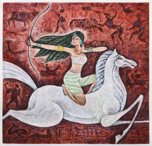 Archer on Horse Mixed Media | Hua You Zhong,{{product.type}}