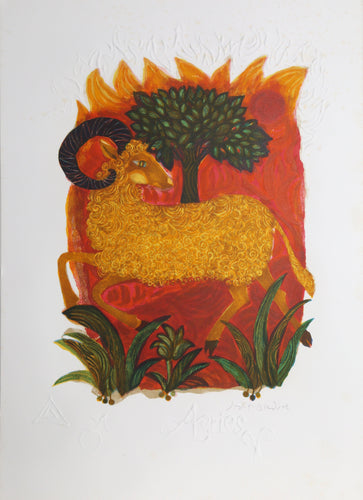 Aries from the Zodiac of Dreams Series Lithograph | Judith Bledsoe,{{product.type}}