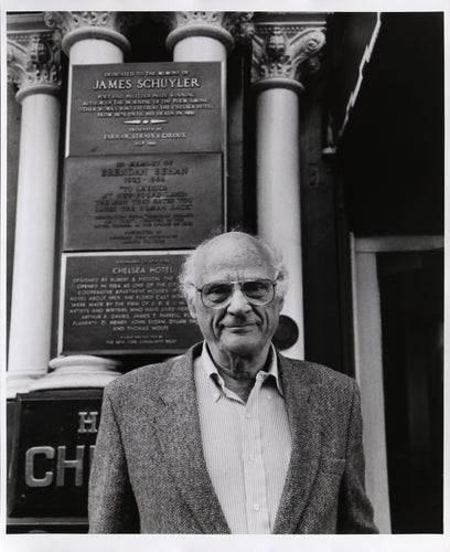 Arthur Miller outside the Chelsea Hotel Black and White | Rita Barros,{{product.type}}