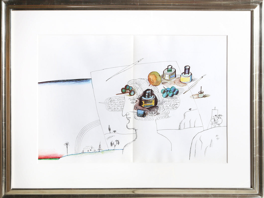 Artist in Landscape from from Derriere le Miroir Lithograph | Saul Steinberg,{{product.type}}