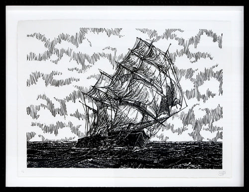 At Sea Woodcut | Unknown Artist,{{product.type}}