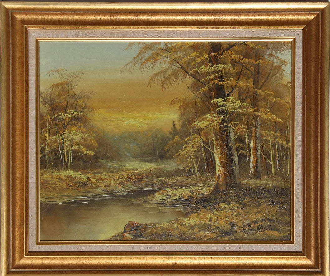 Autumn Creek Landscape Oil | Unknown Artist,{{product.type}}