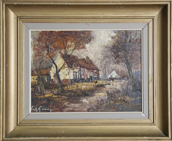 Autumn House in the Woods Oil | Unknown Artist,{{product.type}}