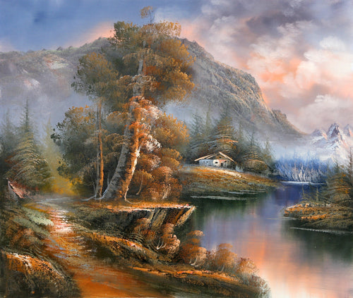 Autumn Mountain Landscape with Cabin (5) Oil | Shumu Fu,{{product.type}}