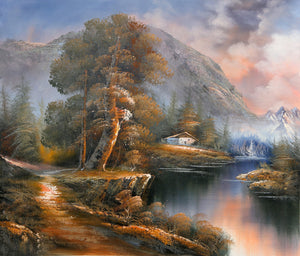 Autumn Mountain Landscape with Cabin (6) Oil | Shumu Fu,{{product.type}}