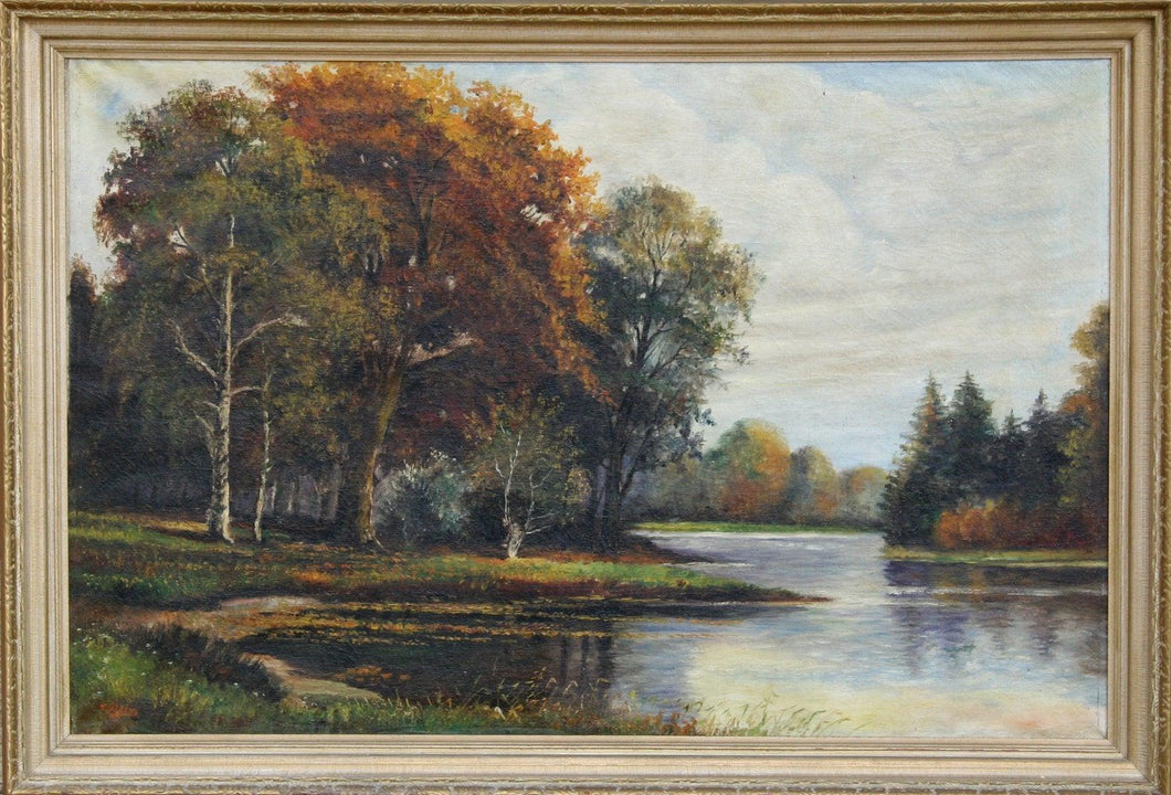Autumn Riverside Scene I Oil | H. Gleim,{{product.type}}