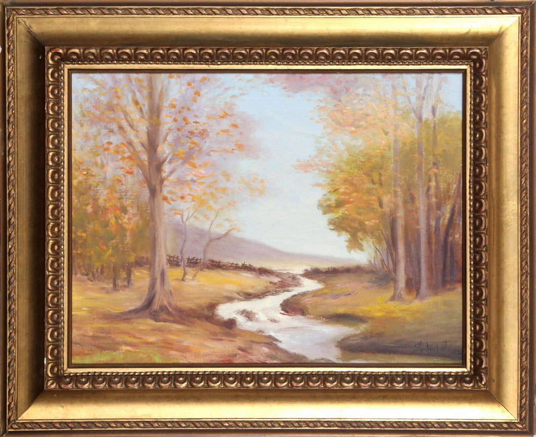 Autumn Trees by Creek Oil | Unknown Artist,{{product.type}}