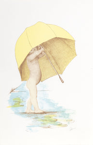 Baby Under Umbrella Lithograph | Unknown Artist,{{product.type}}
