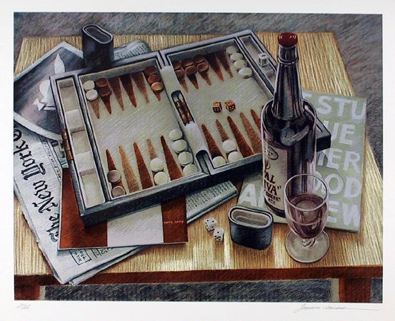 Backgammon Lithograph | Sandra Lawrence,{{product.type}}