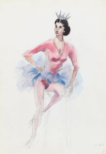 Ballerina with Tiara (P1.30) Watercolor | Eve Nethercott,{{product.type}}