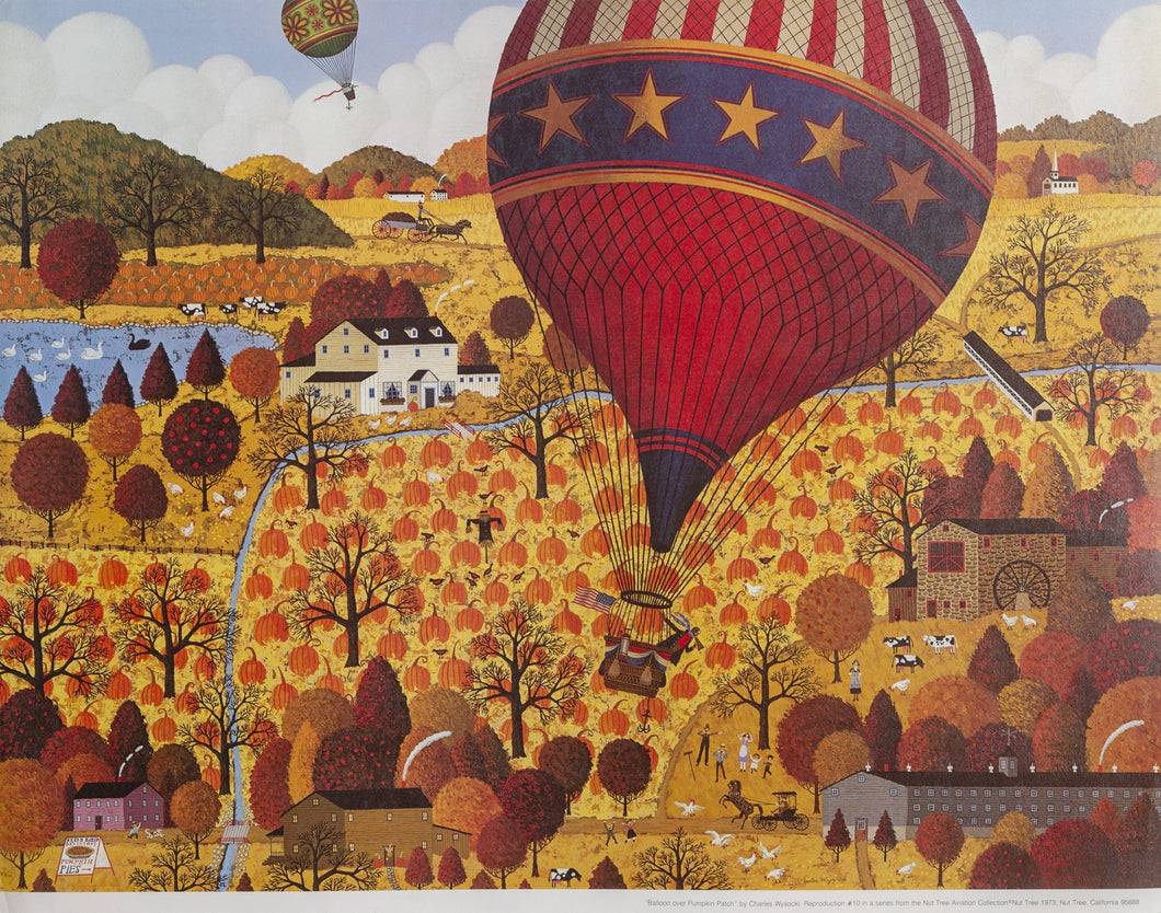 Balloon Over Pumpkin Patch Poster | Charles Wysocki,{{product.type}}