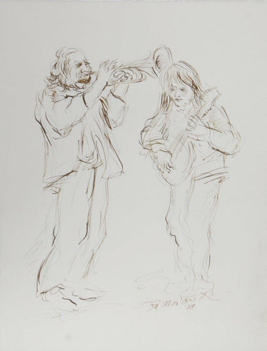 Band Duo (Trumpet and Electric Guitar) Ink | Ira Moskowitz,{{product.type}}