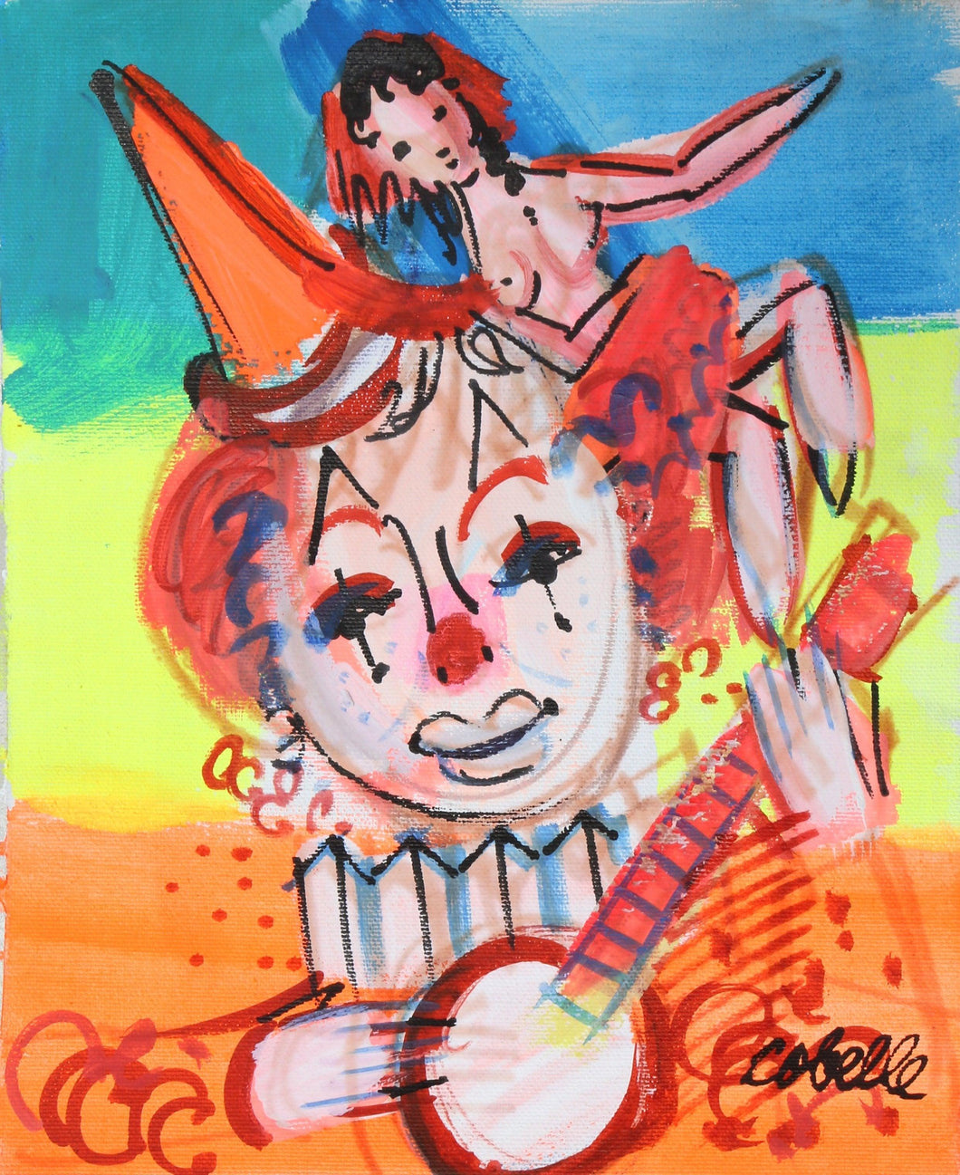 Banjo Clown and Nude Dancer Acrylic | Charles Cobelle,{{product.type}}