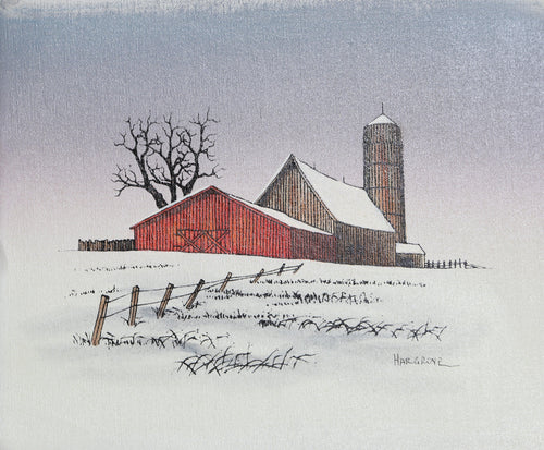 Barn in Winter Oil | H. Hargrove,{{product.type}}