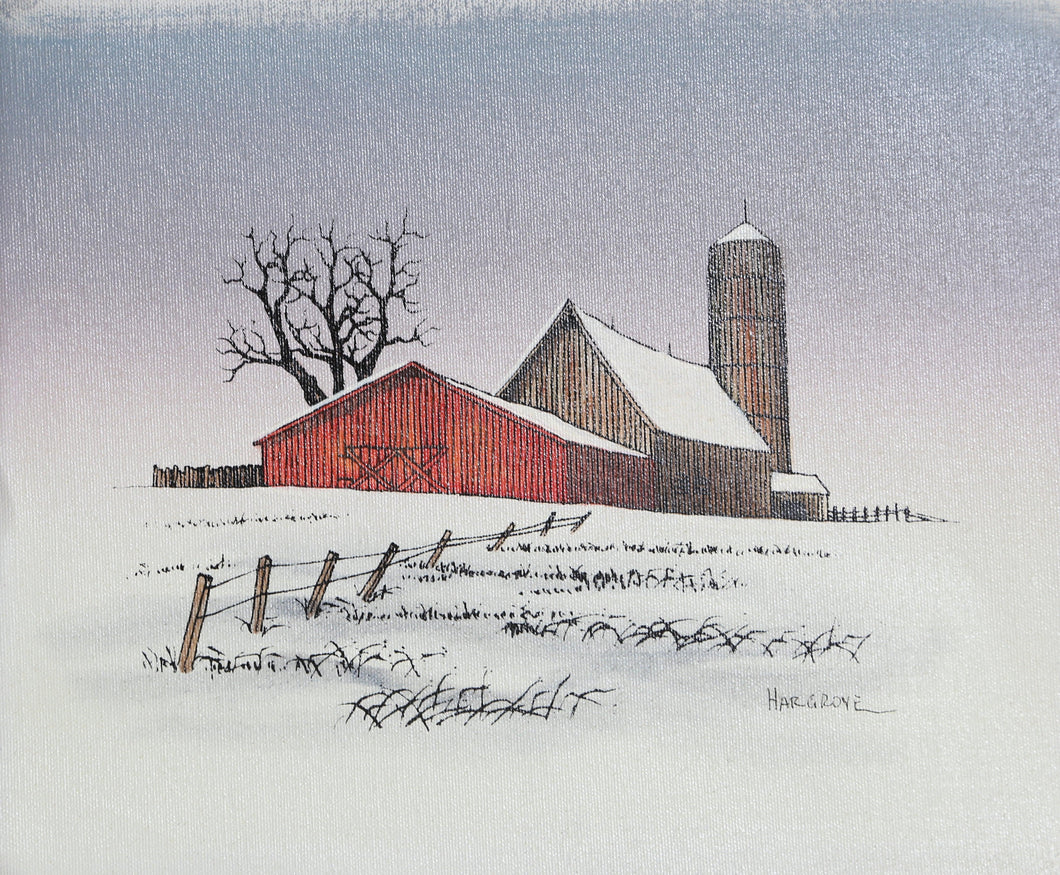 Barn in Winter Oil | H. Hargrove,{{product.type}}