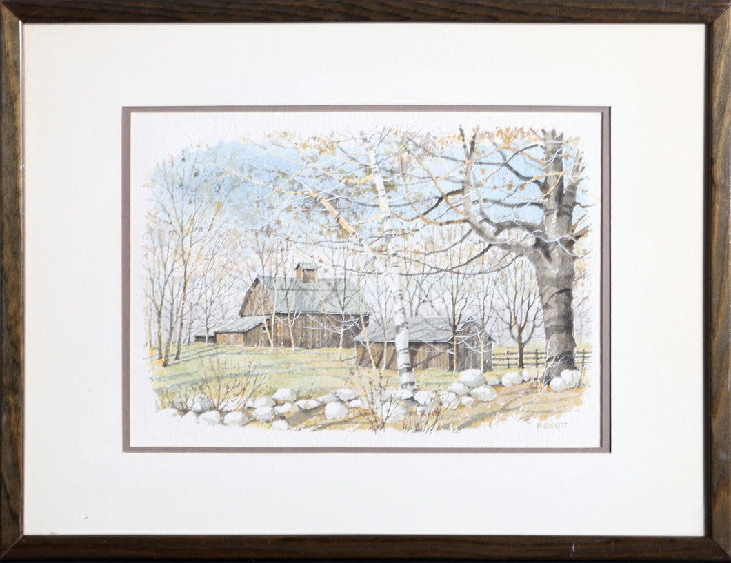 Barns 3 Watercolor | P. Scott,{{product.type}}