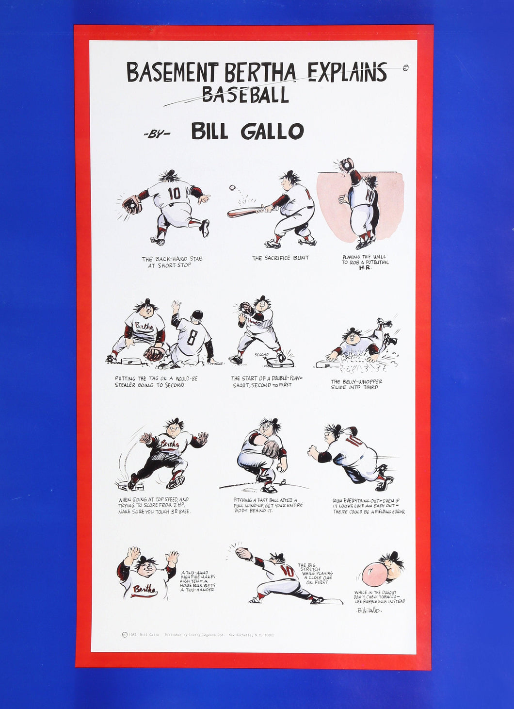 Basement Bertha Explains Baseball Poster | Bill Gallo,{{product.type}}