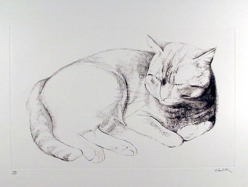 Basking Cat Etching | Unknown Artist,{{product.type}}