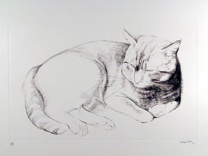 Basking Cat Etching | Unknown Artist,{{product.type}}