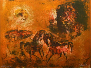 Battle Between Horses Lithograph | Lebadang (aka Hoi),{{product.type}}