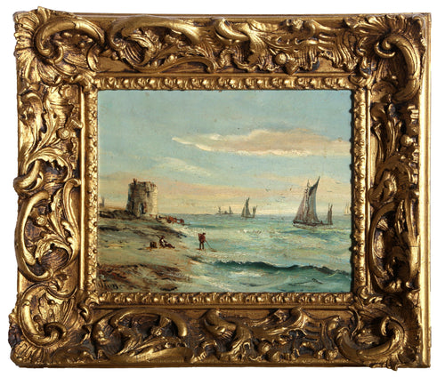 Beach Landscape Oil | Unknown Artist,{{product.type}}