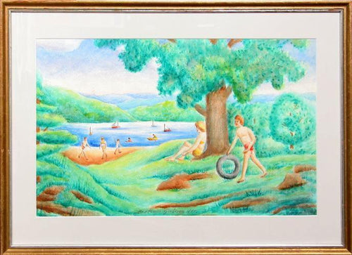 Beach Scene Watercolor | Bertram Goodman,{{product.type}}