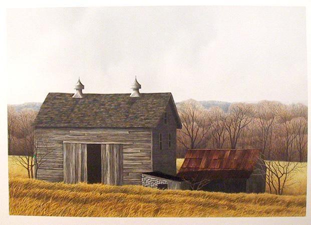 Beaver Pond Barn Lithograph | Helen Rundell,{{product.type}}