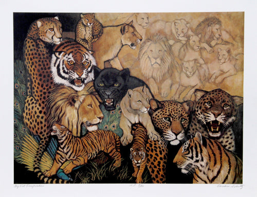 Big Cat Compositions Lithograph | Caroline Schultz,{{product.type}}